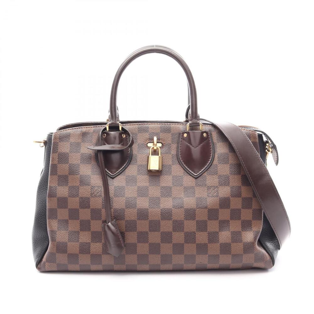 Louis Vuitton Normandie Handbag Canvas Leather Damier Brown Black Noir Black